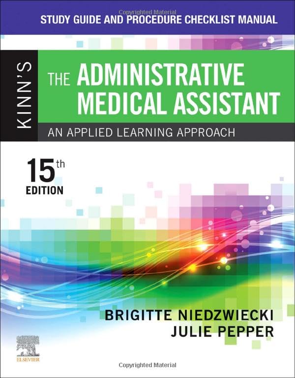 Study Guide and Procedure Checklist Manual for Kinnï¿½s The Administrative Medical [Paperback] Niedzwiecki RN  MSN  RMA, Brigitte and Pepper BS  CMA (AAMA), Julie